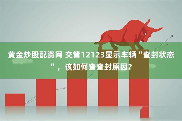 黄金炒股配资网 交管12123显示车辆“查封状态”，该如何查查封原因？
